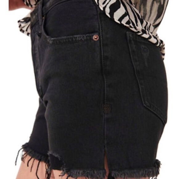 Free People Makai Cut Off Shorts In Washed Black - Picture 2 of 4